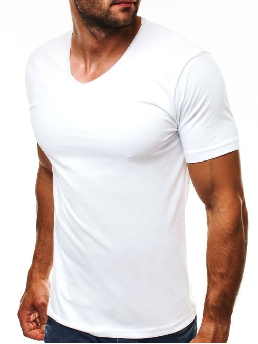 Krásné moderní pánské bílé triko JEEL 2118