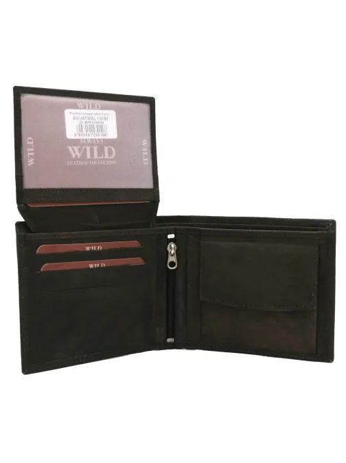 Tmavě hnědá kožená pánská peněženka