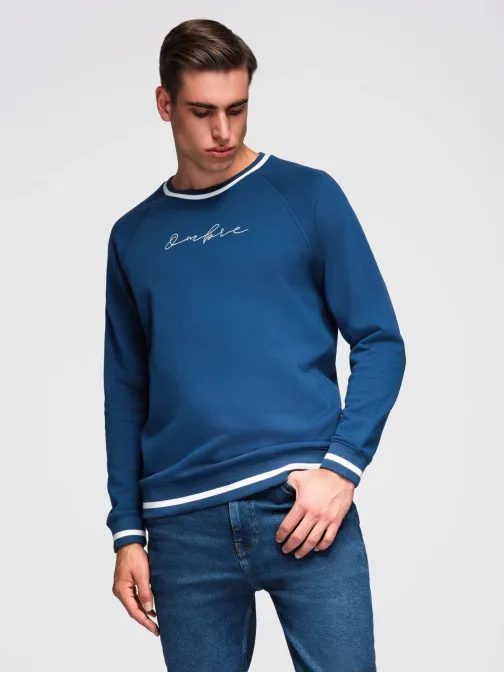 Pánská modrá mikina s nápisem V1 SSNZ-0244