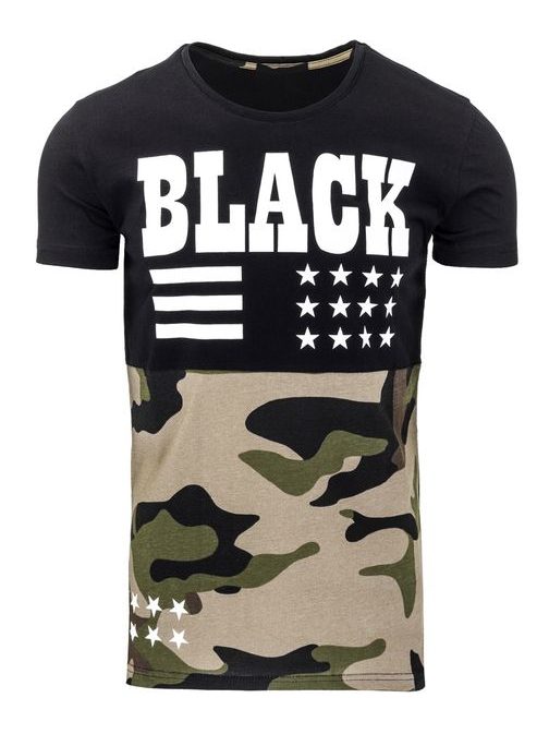 Moderní černé pánské triko s potiskem BLACK