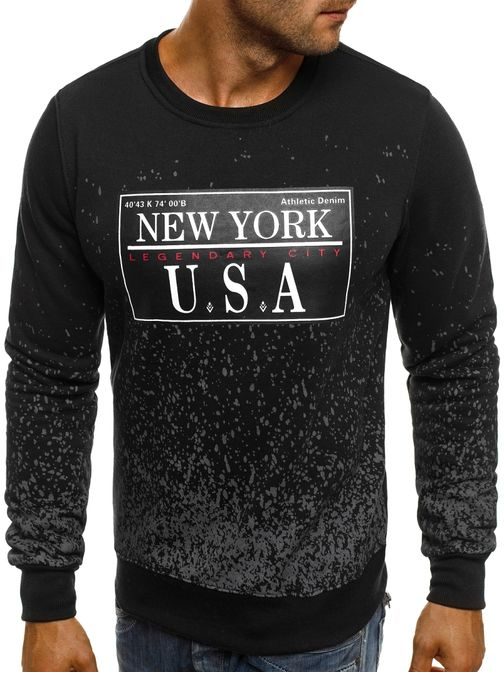 NEW YORK černá atraktivní pánská mikina J.STYLE DD05
