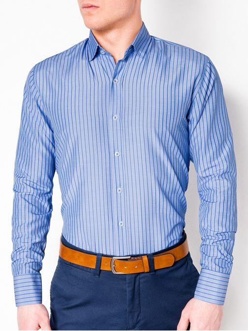 Modrá vzorovaná košile s dlouhým rukávem k443