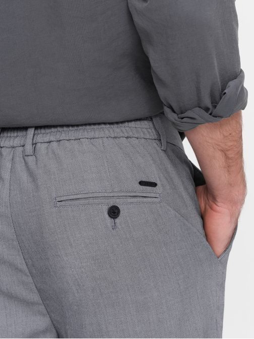 Trendy šedé chinos kalhoty s elastickým pasem V2 PACP-0157