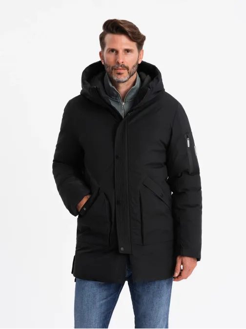 Atraktivní černá parka na zimu V1 JALJ-0202