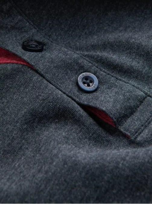 Tmavě modré pánské tričko s knoflíky V5 TSCT-0155