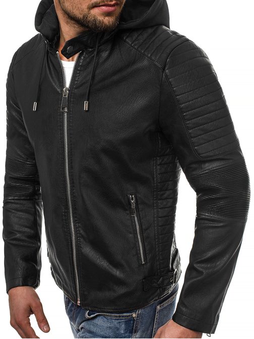 Trendy koženková bunda černá OZONEE O/88902
