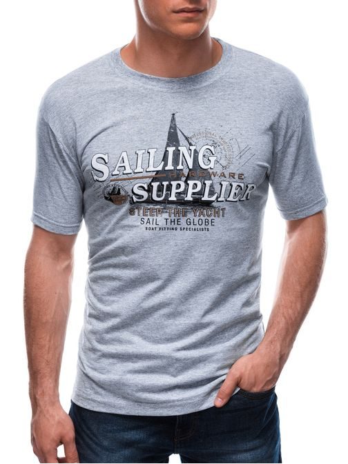 Šedé tričko s potiskem Sailing S1674