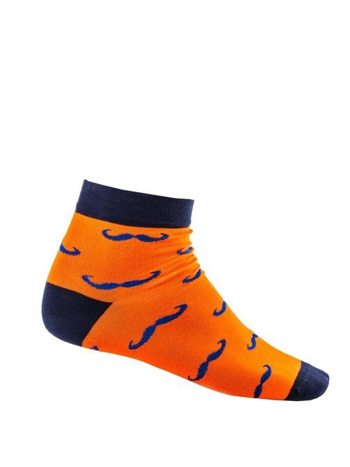 Kotníkové ponožky oranžové barvy s knírem U15