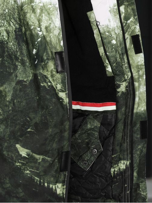 Jedinečná bílo-zelená zimní bunda s potiskem