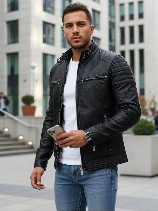 Černá koženková bunda