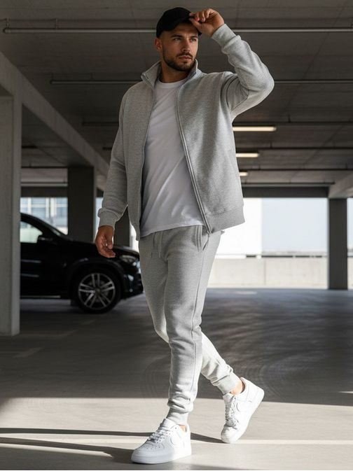 Stylová šedá jednoduchá mikina