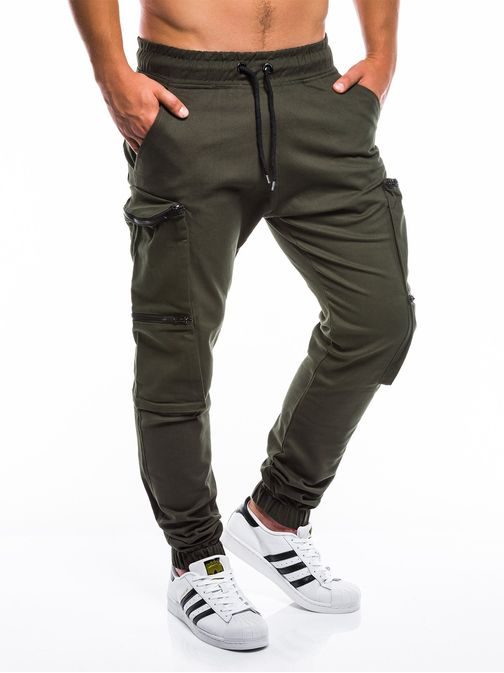 Bavlněné jogger v khaki barvě p706