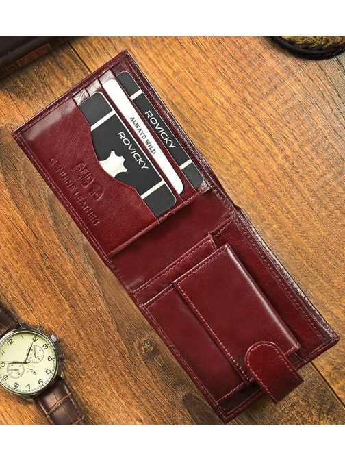 Vínová unikátní kožená peněženka s přezkou Wild