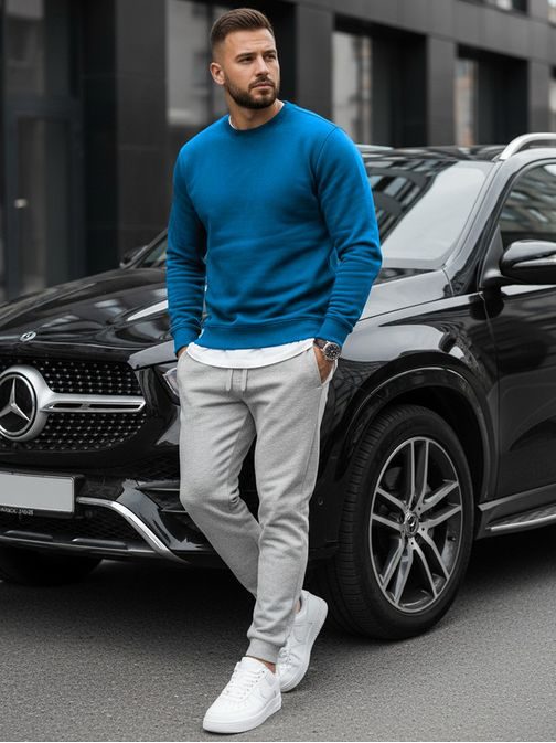 Modrá mikina bez kapuce