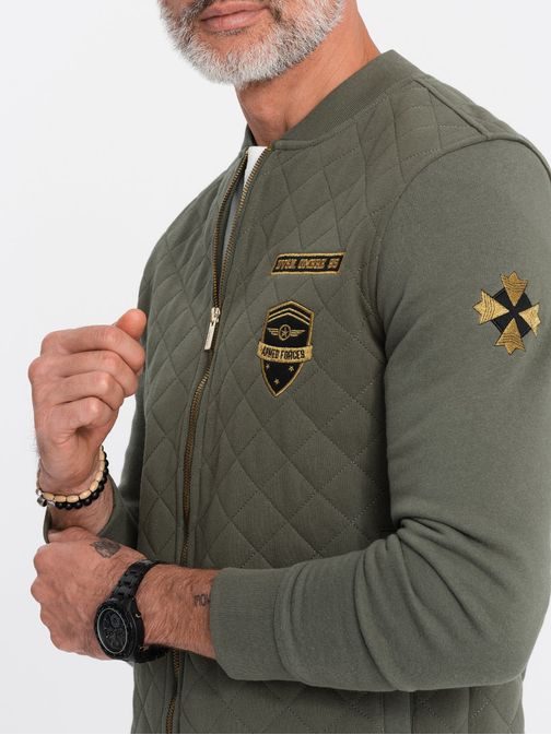 Olivová bomber mikina V3 B1422