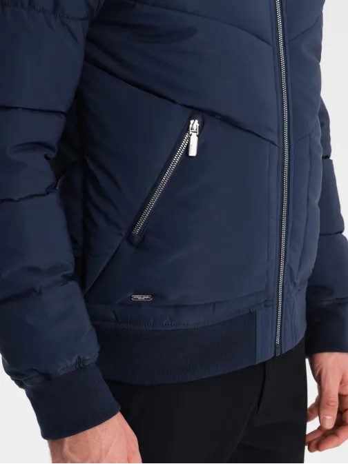 Stylová pánská granátová bomber bunda V2 OM-JALP-0143