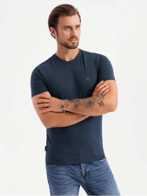 Moderní tmavě modré pánské tričko V2 OM-TSCT-0220