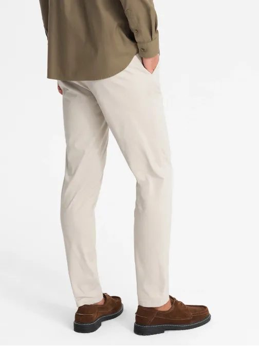 Chinos béžové kalhoty klasického střihu V2 PACP-0183