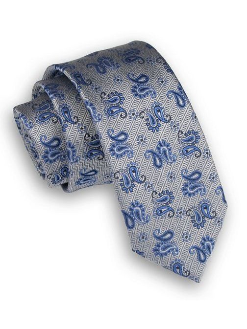 Šedá kravata s modrým vzorem