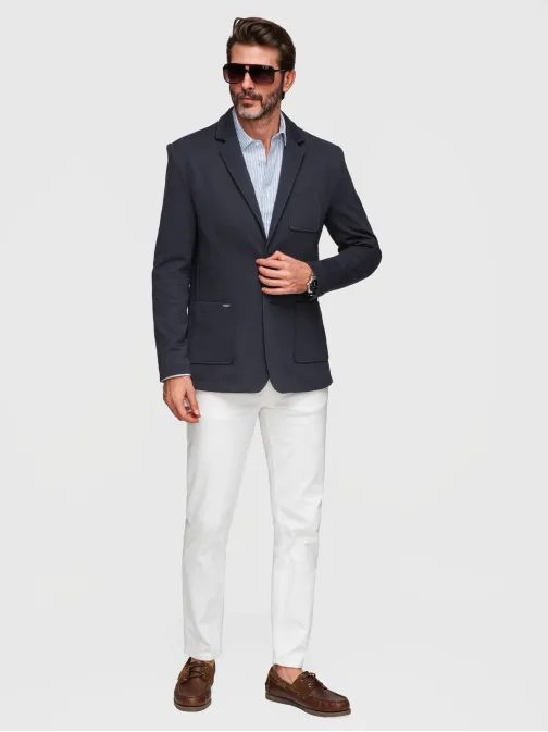 Tmavě modré sportovní sako slim fit střihu V3 M165