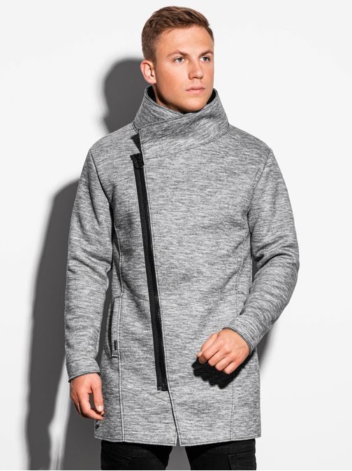 Stylový podzimní kabát v šedé barvě C442