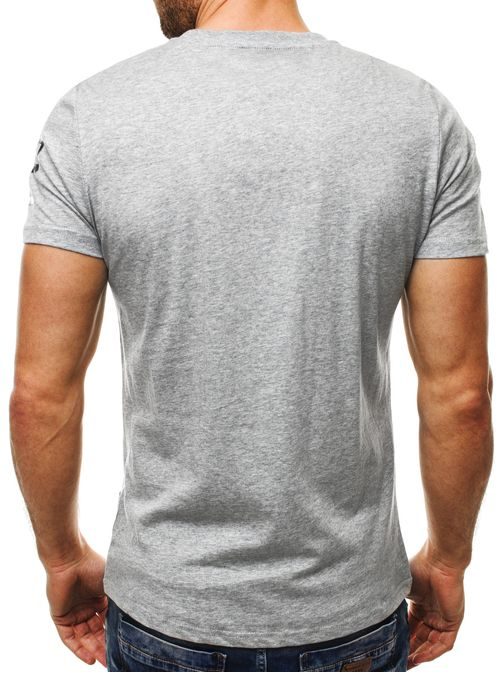 Šedé moderní bavlněné tričko s potiskem J.STYLE 3035