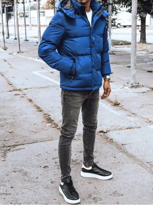 Prošívaná zimní bunda v modré barvě