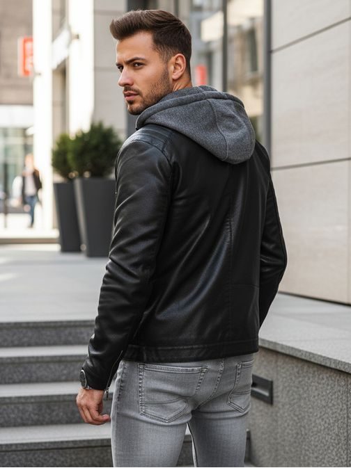 Stylová koženková černá bunda