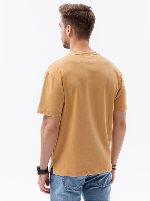 Jednoduché tričko v hořčicové barvě S1379