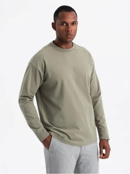 Moderní khaki pánské tričko V4 LSBC-0129