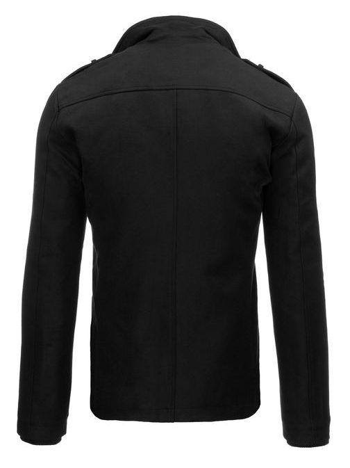 Moderní zimní pánský černý kabát