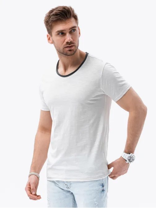 Trendy ecru tričko bez potisku V6 TSCT-22SS-004