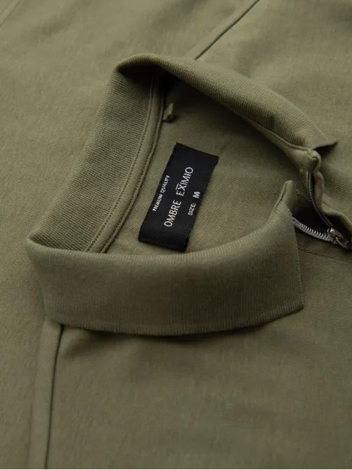 Pánská olivová polokošile na zip V5 POSS-0148