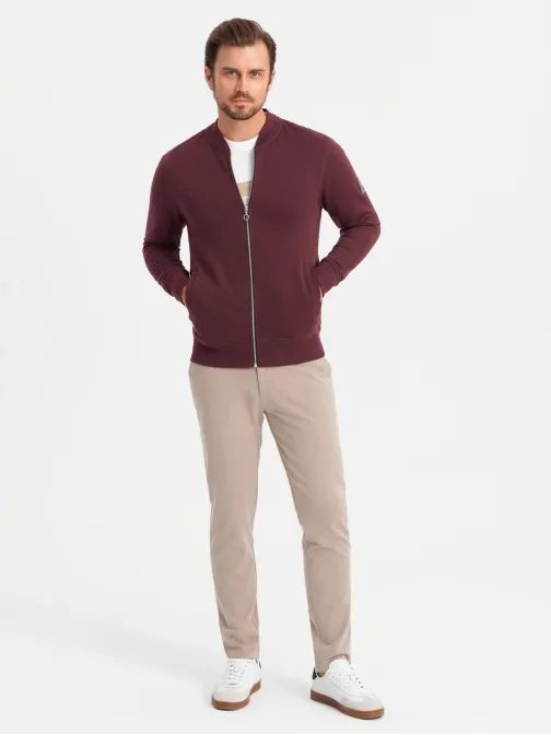 Zajímavá vínová bomber mikina V13 SSZP-0215