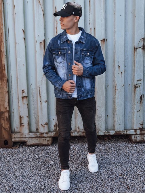 Moderní džínová pánská bunda modrá