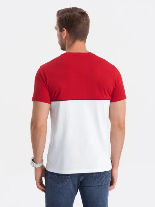 Originální dvojbarevné tričko červeno - bílé V6 S1619