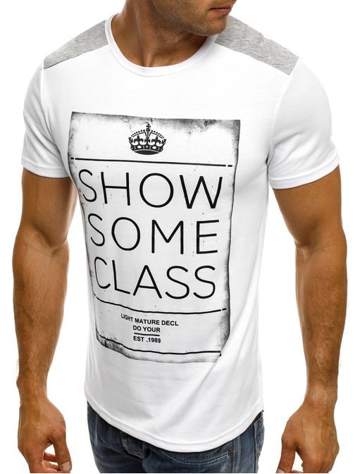 SHOW SOME CLASS bílé moderní pánské tričko J.STYLE SS168