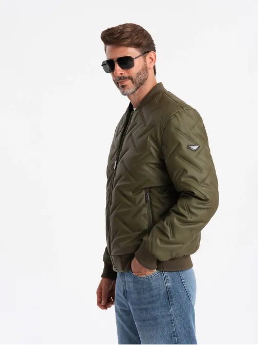 Olivová bomber bunda se vzorem V2 JALP-0196