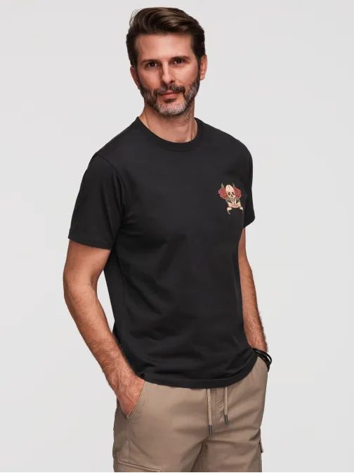 Zajímavé černé tričko s potiskem V2 TSPT-0257