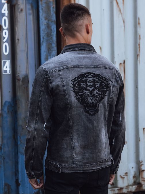 Trendy džínová šedá pánská bunda