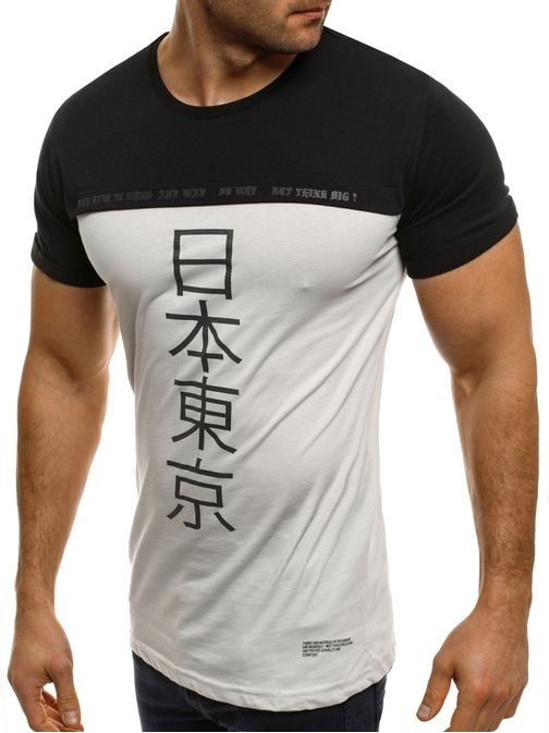 Moderní pánské béžové tričko s černými znaky BREEZY 5T