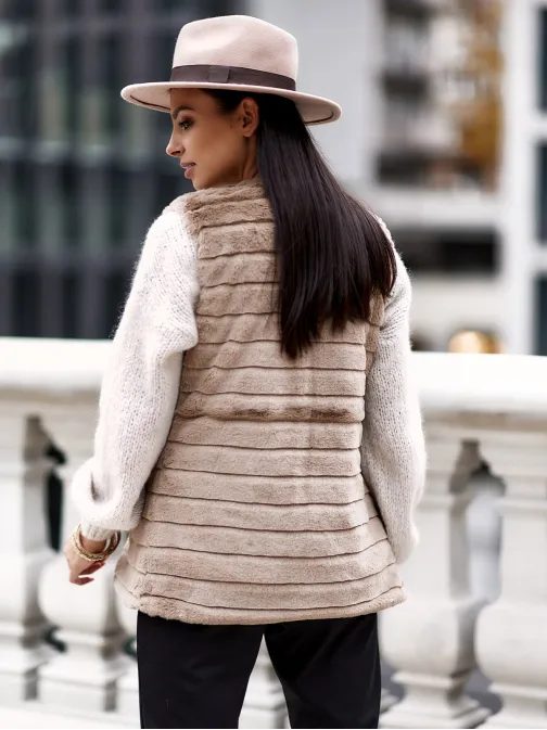 Módní béžová dámská vesta VLR008