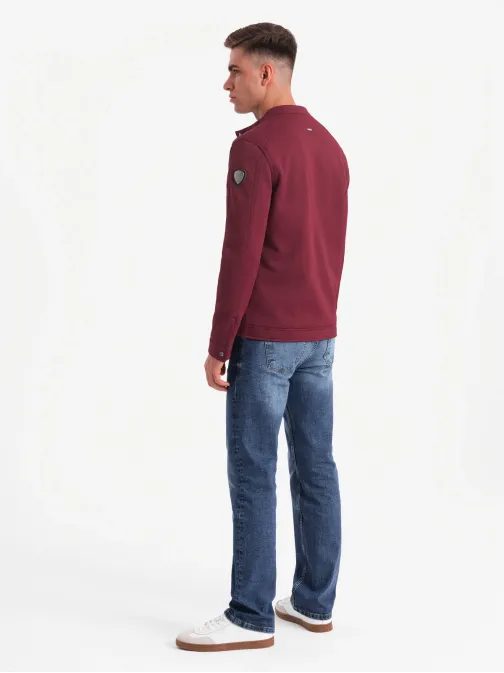 Trendy přechodná vínová bunda V2 OM-JANP-0138