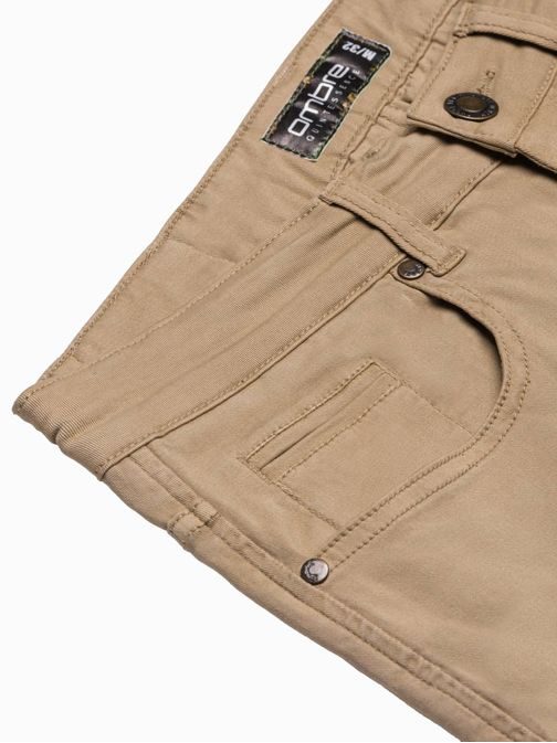 Pohodlné chinos kalhoty v tmavě béžové barvě P990