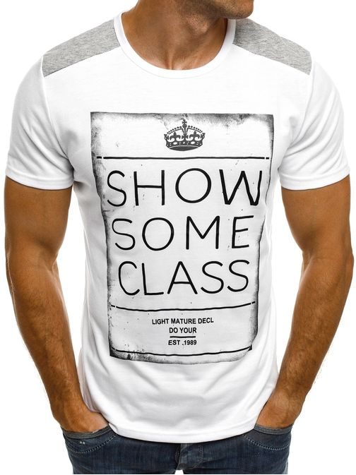SHOW SOME CLASS bílé moderní pánské tričko J.STYLE SS168