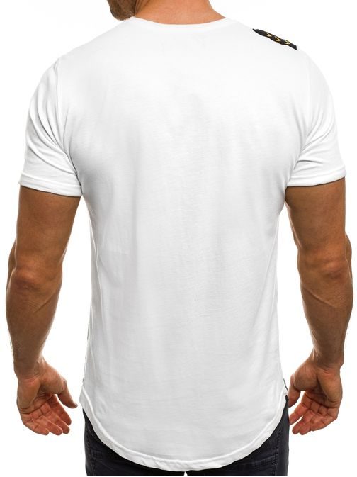 Stylové bílé pánské tričko s atraktivním vzorem BREEZY 541