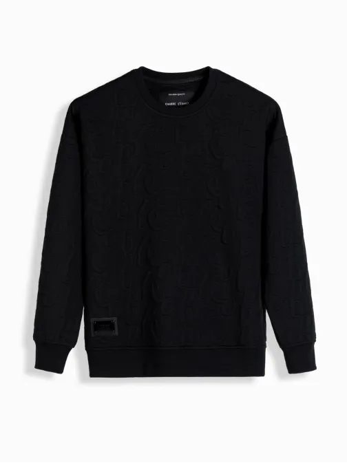 Poutavá černá mikina s výraznými písmeny V1 SSNZ-0164