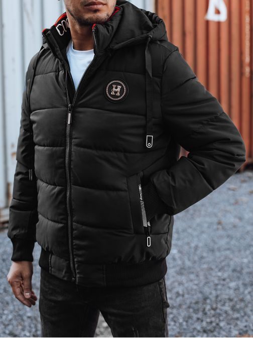 Trendy zimní bunda s kapucí v černém provedení