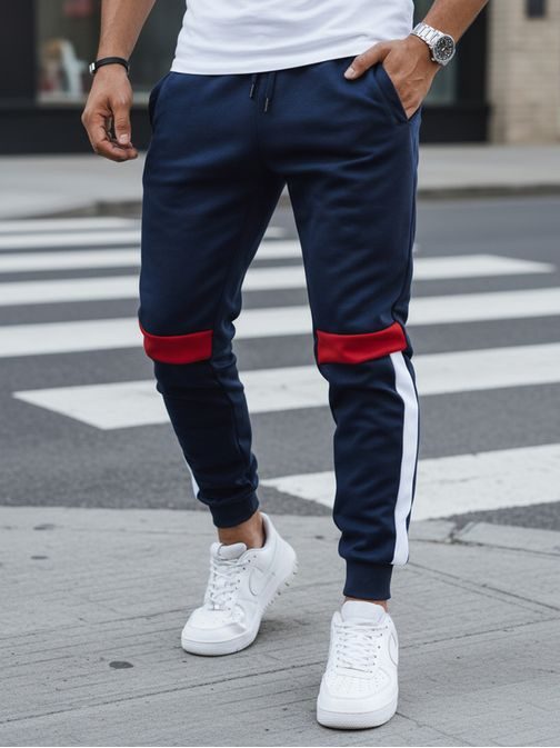 Pánské dizajnové tepláky v modré barvě