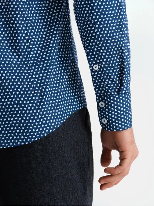 Jedinečná granátová košile s trendy vzorem V1 SHCS-0140